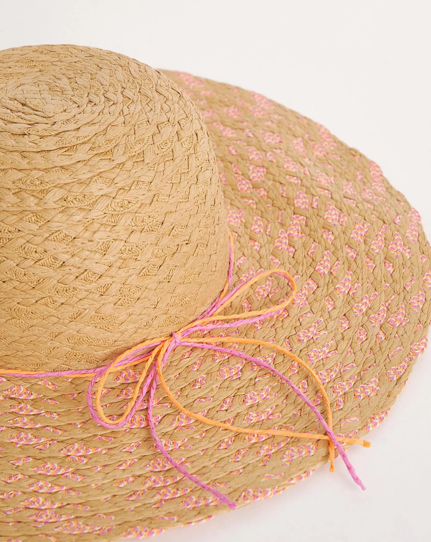 Multi-Weave Pink Wide Brim Hat