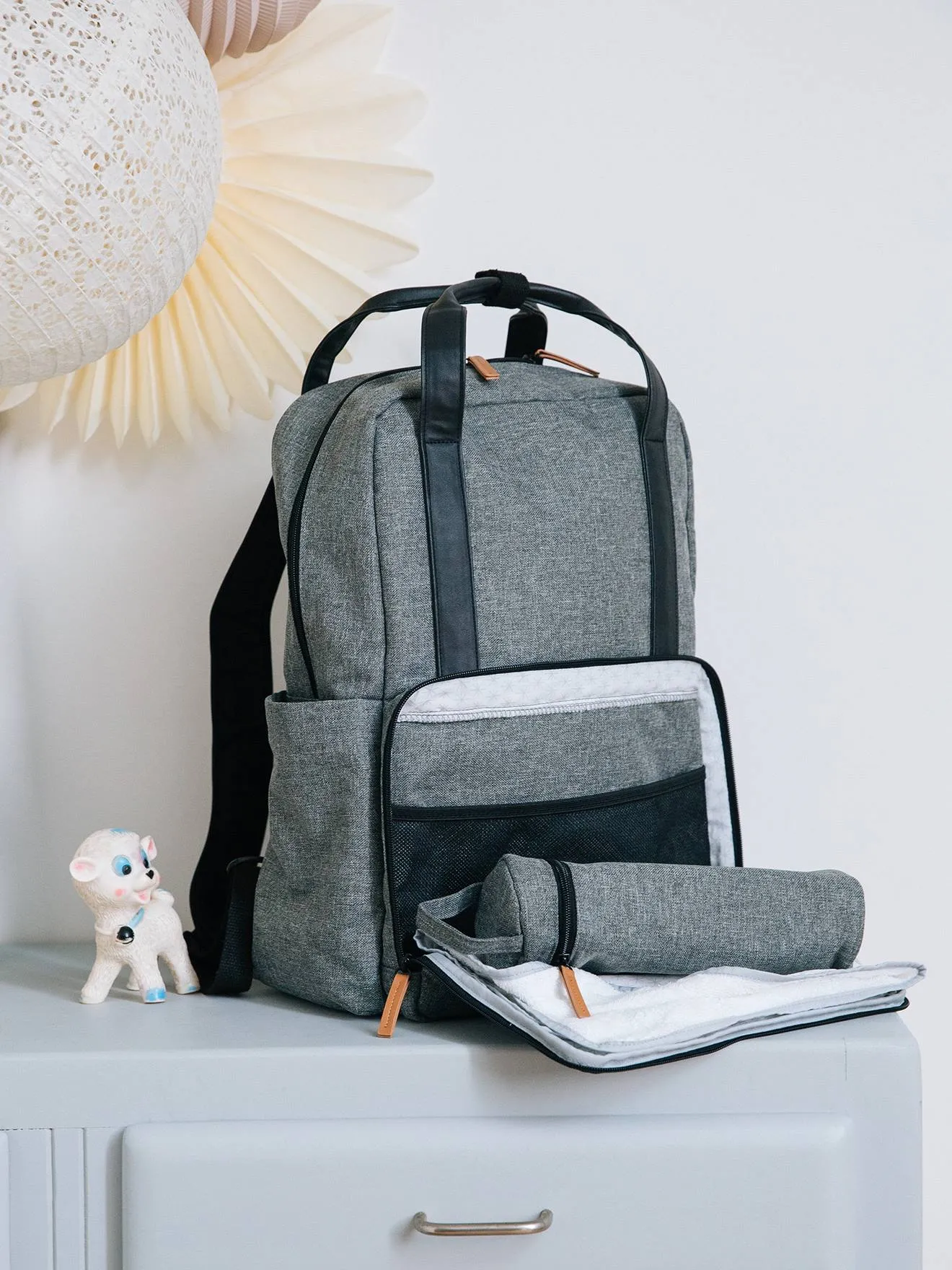 Nappy-Changing Backpack, Vertbaudet - grey