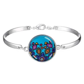 Norval Morrisseau Flowers and Birds Dome Glass Bracelet