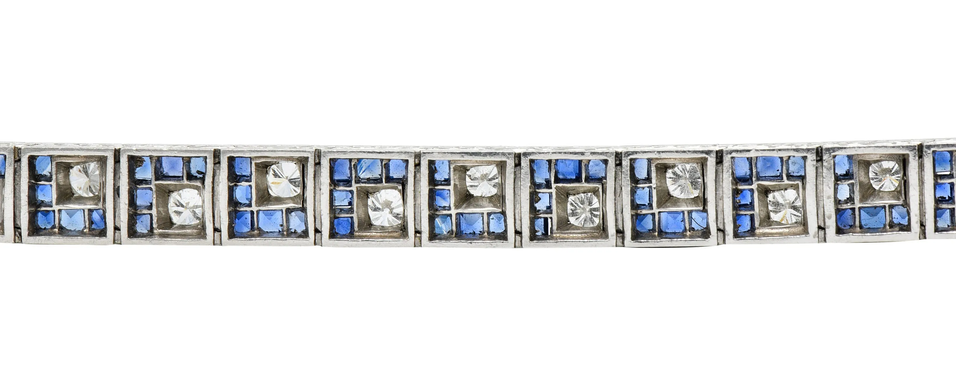 Oscar Heyman 8.45 CTW Sapphire Diamond Platinum Line Bracelet Circa 1950