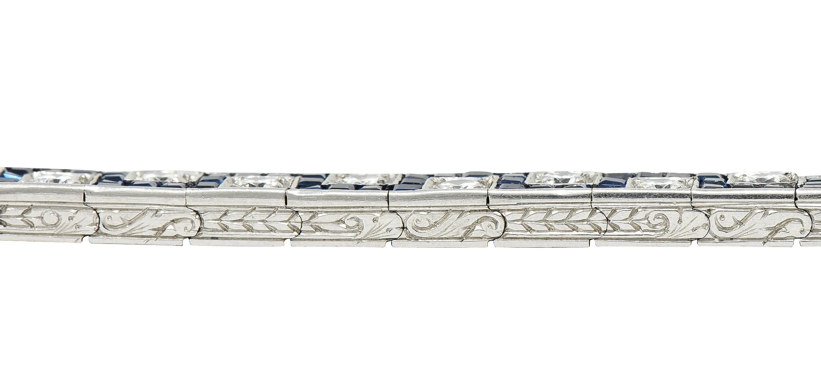 Oscar Heyman 8.45 CTW Sapphire Diamond Platinum Line Bracelet Circa 1950