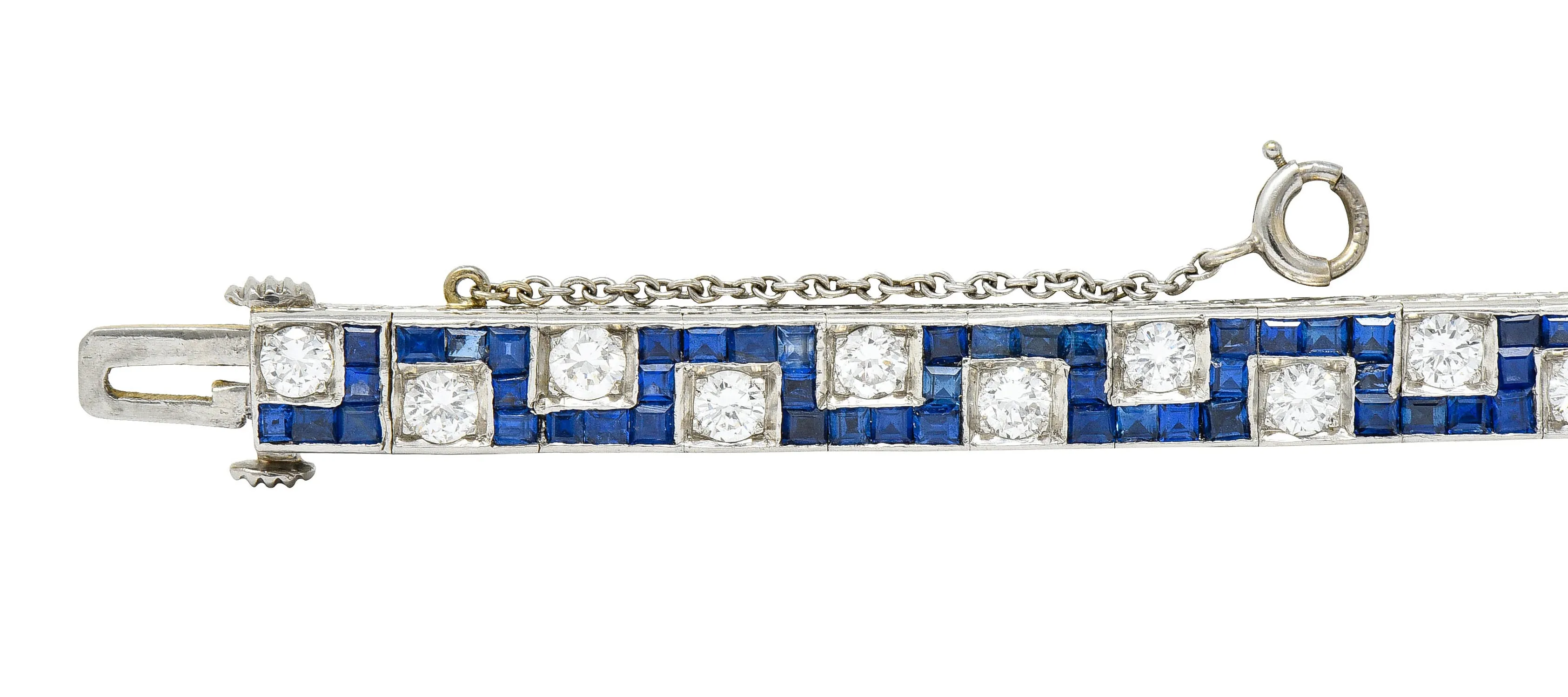 Oscar Heyman 8.45 CTW Sapphire Diamond Platinum Line Bracelet Circa 1950