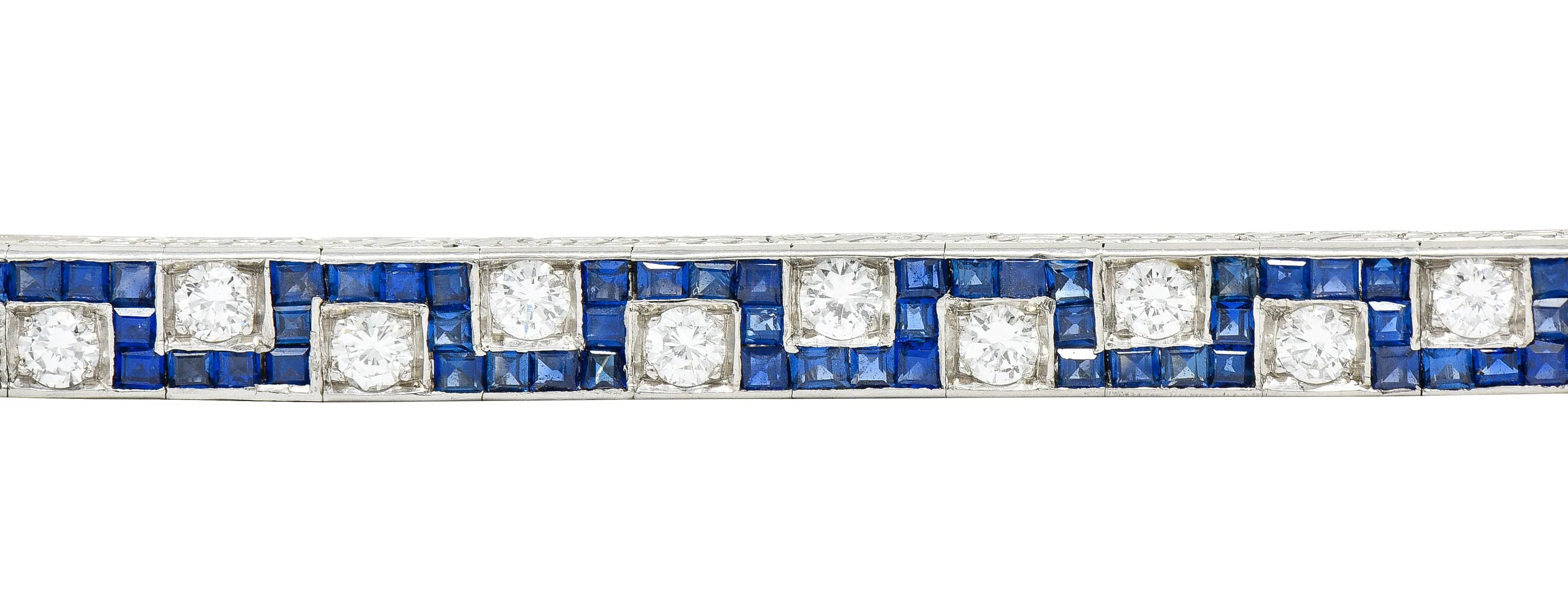 Oscar Heyman 8.45 CTW Sapphire Diamond Platinum Line Bracelet Circa 1950