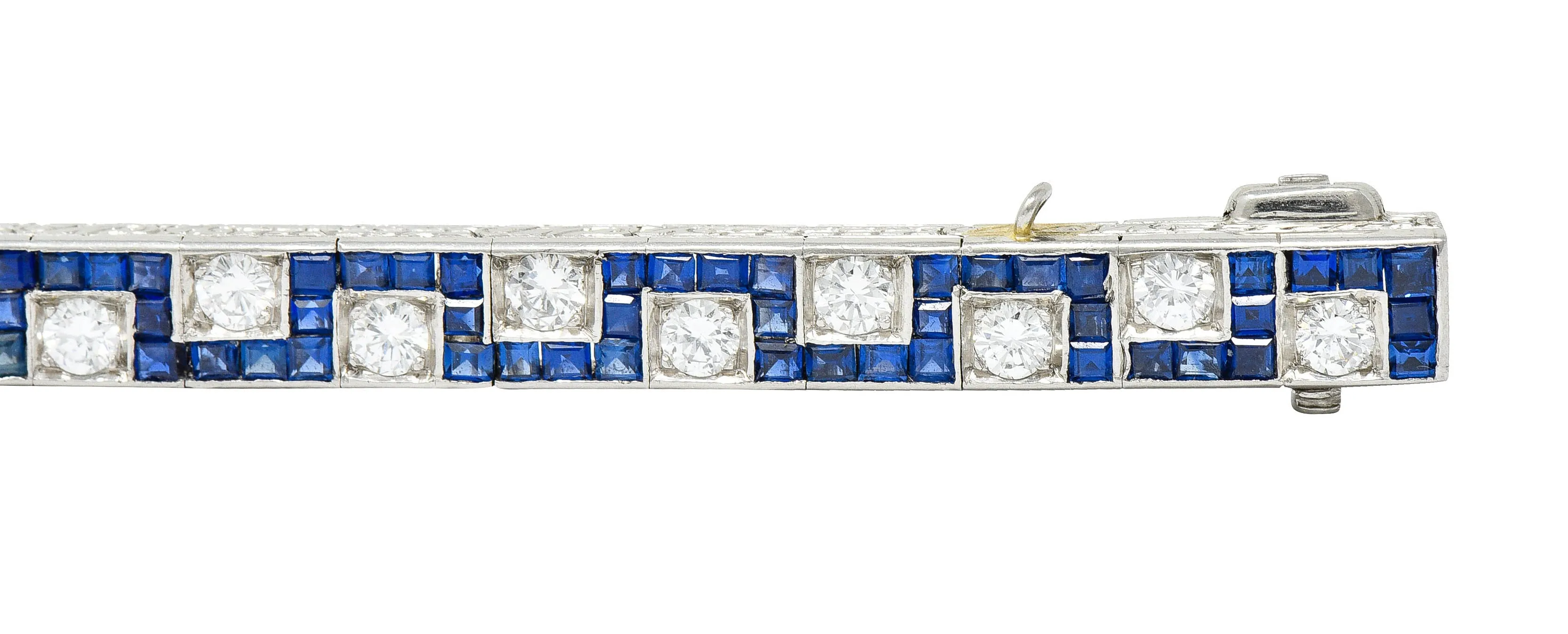 Oscar Heyman 8.45 CTW Sapphire Diamond Platinum Line Bracelet Circa 1950