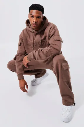 Oversized Limited Embossed Hooded Tracksuit | boohooMAN UK