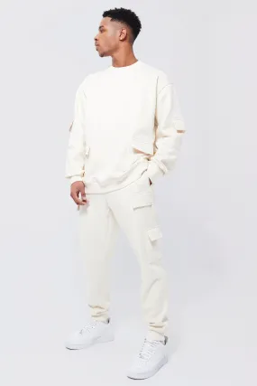 Oversized Official Cargo Sweatshirt Tracksuit | boohooMAN UK