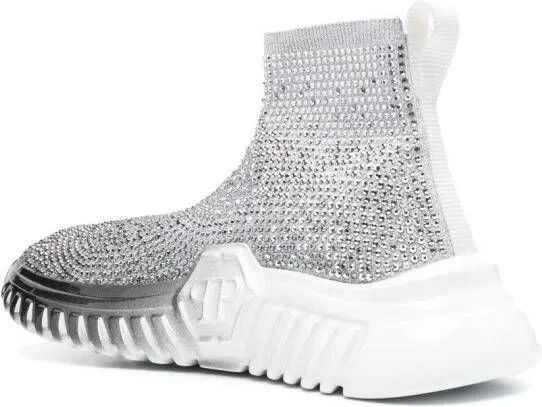 Philipp Plein Strass Runner crystal-embellished sock sneakers White