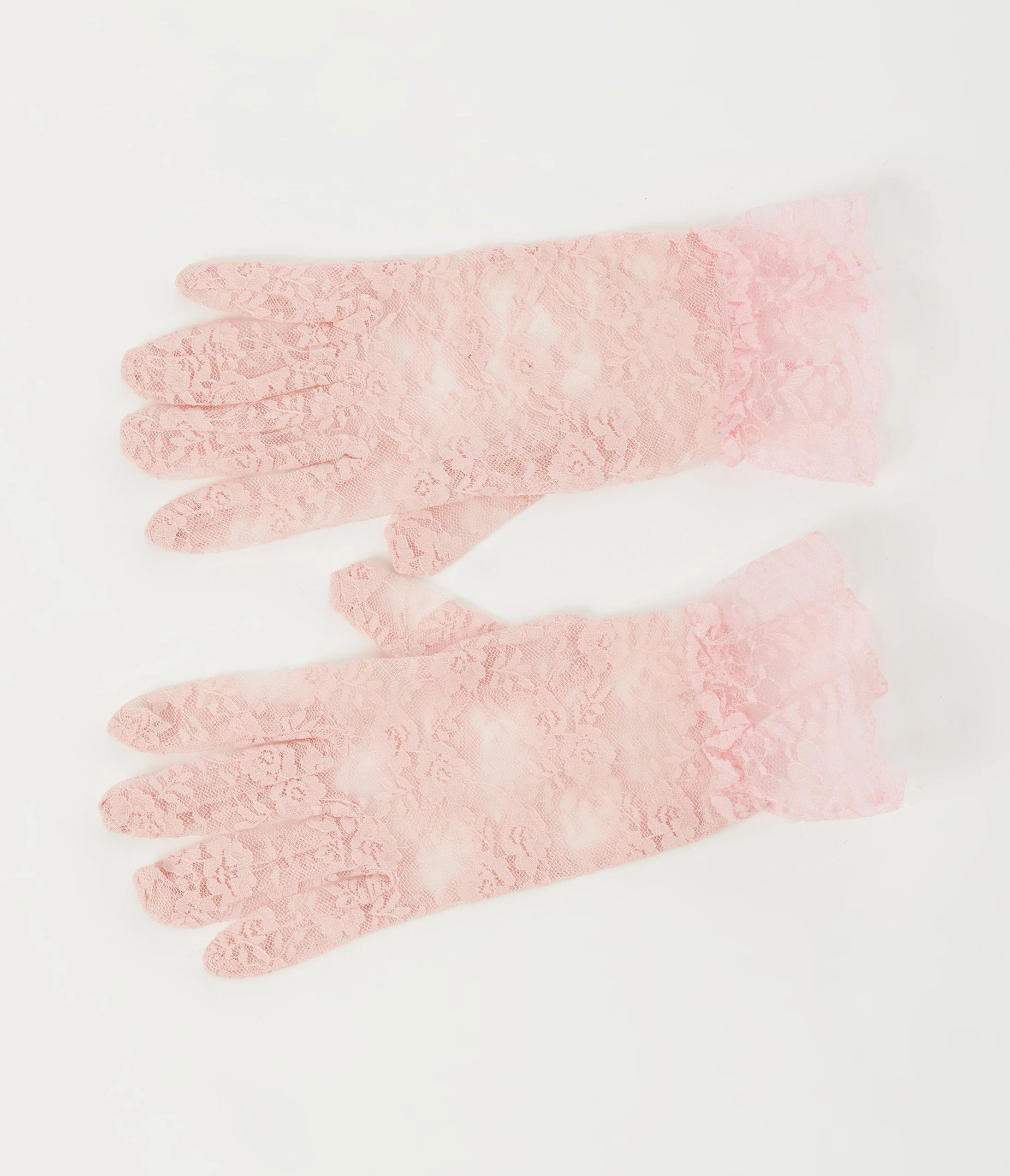 Pink Lace Ruffle Gloves