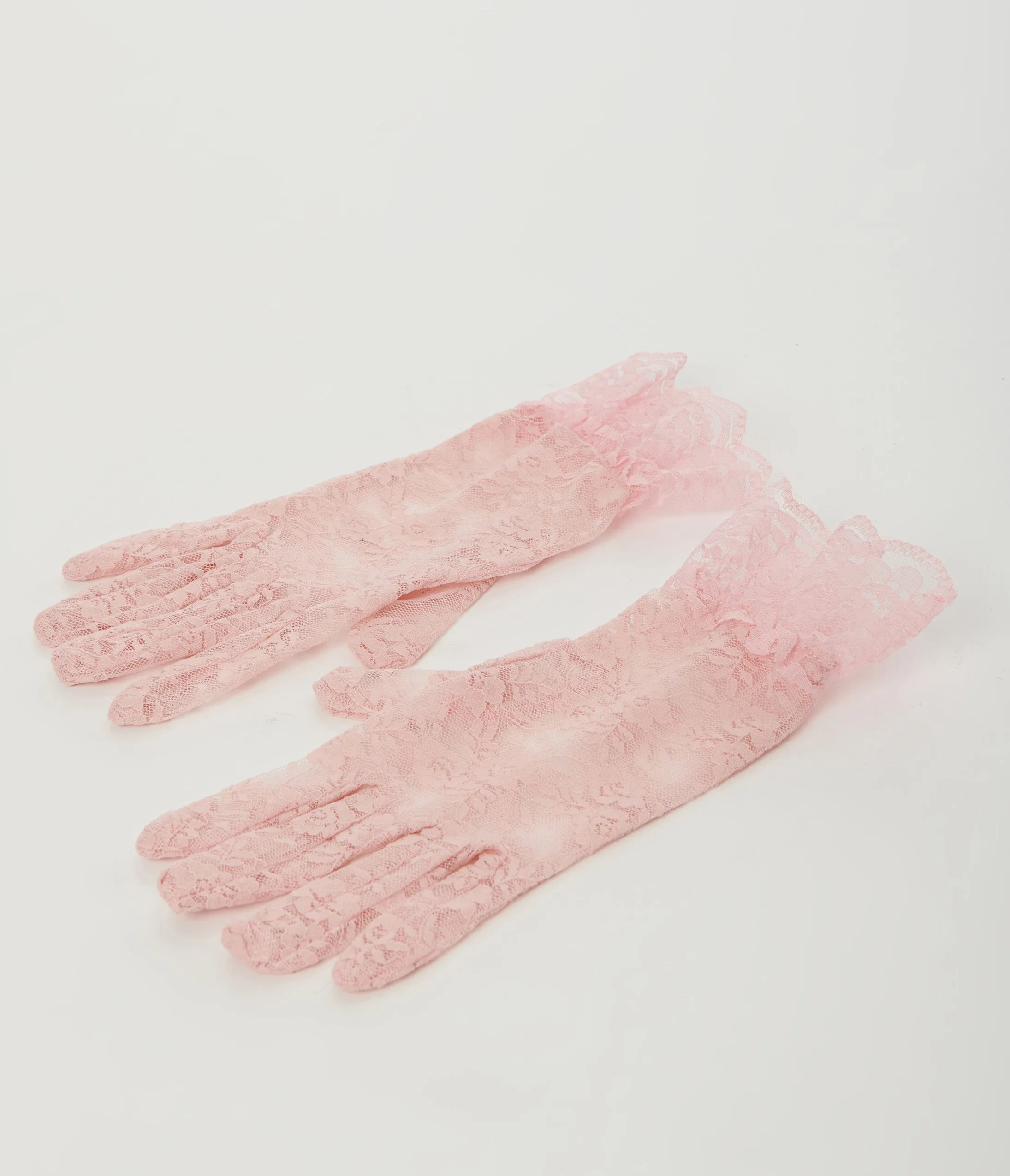 Pink Lace Ruffle Gloves