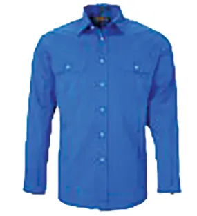 Ritemate Workwear RM500BT Mens Pilbara Open Front L/S Shirt - Cotton - Cobalt Blue - 2XS