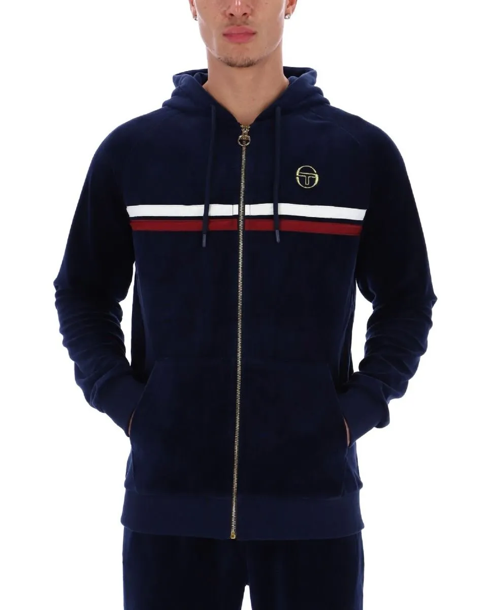 Sergio Tacchini Dallas Velour Zip Up Hoodie Maritime Blue