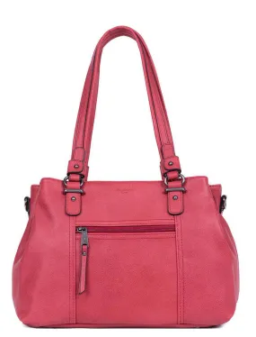 Shoulder bag with 2 raspberry synthetic handles 315292