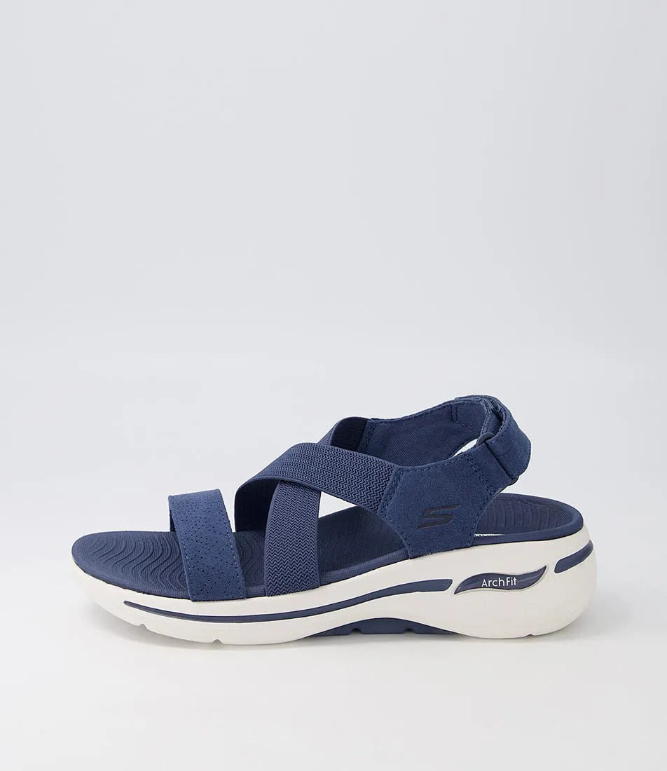 SKECHERS Go Walk Arch Fit Navy Textile Sandals