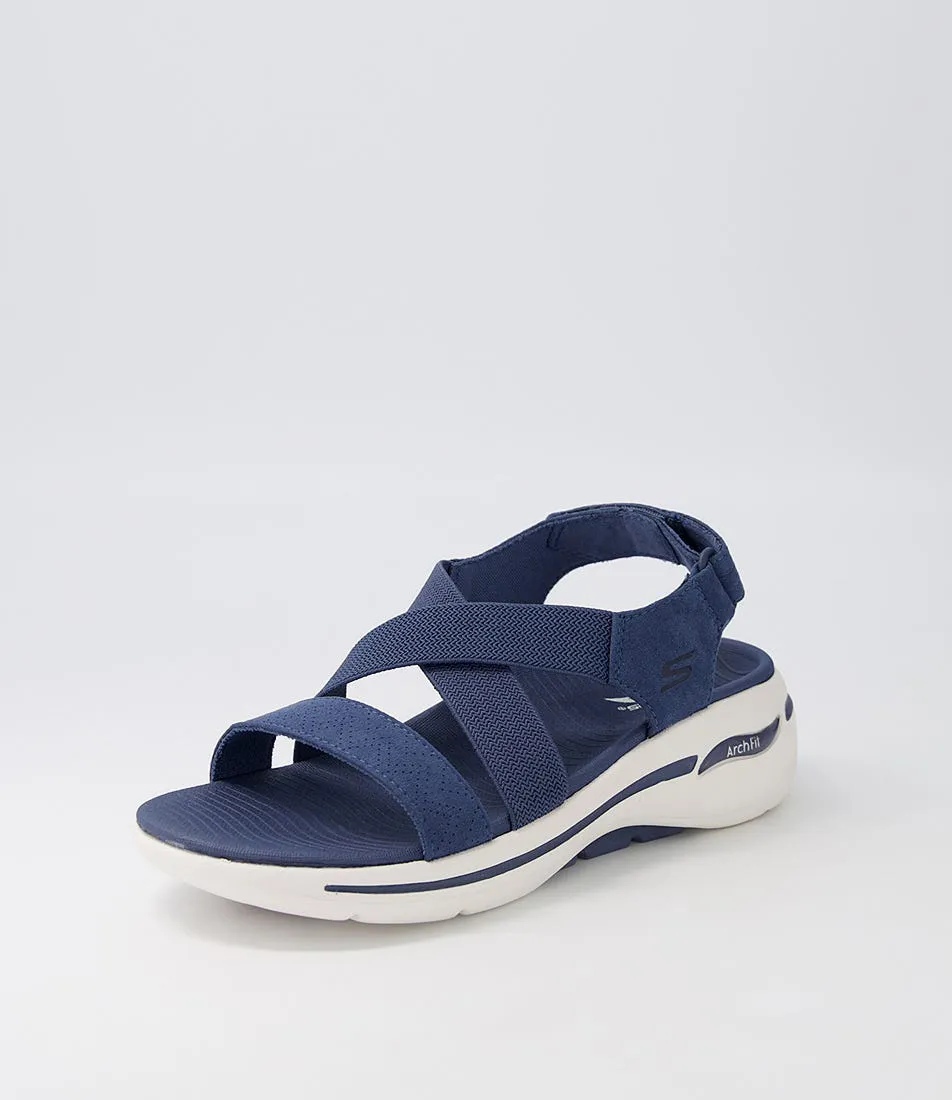 SKECHERS Go Walk Arch Fit Navy Textile Sandals