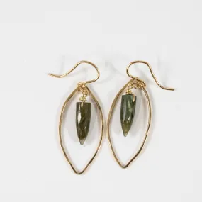 Small Gold Fill Shield Earrings with Labradorite Inside