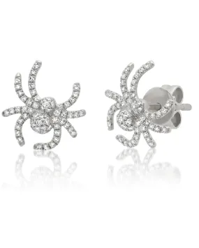 Small Pave Diamond Spider Stud Earrings