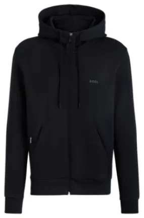 Stretch-cotton zip-up hoodie with logo print