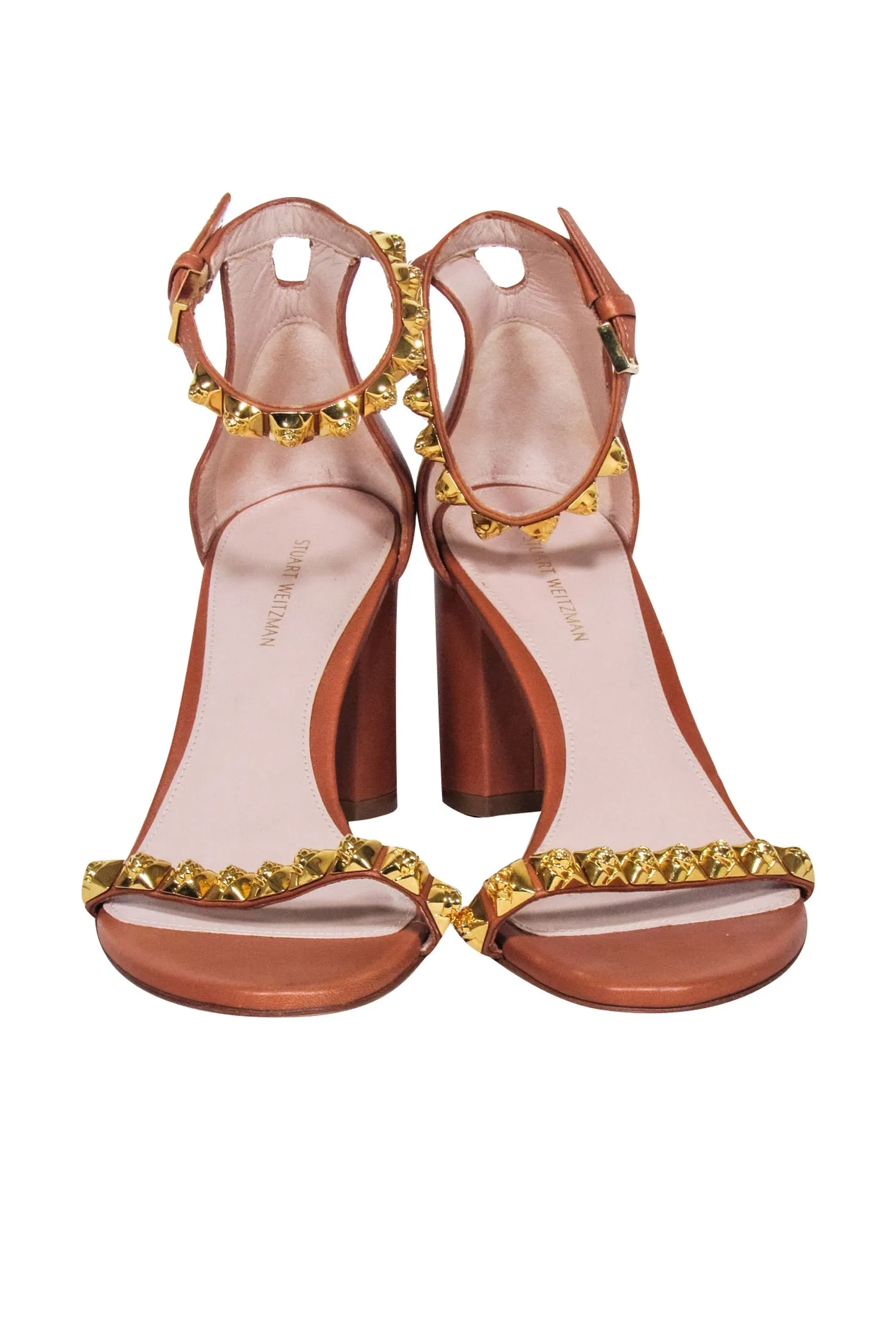 Stuart Weitzman - Tan Studded Leather Sandals Sz 7.5