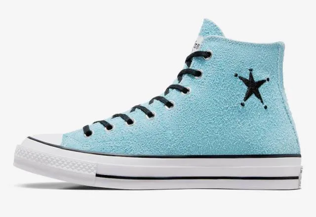 Stussy x converse chuck 70 hi sky blue