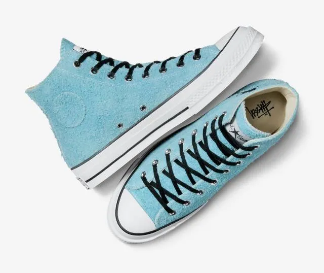 Stussy x converse chuck 70 hi sky blue