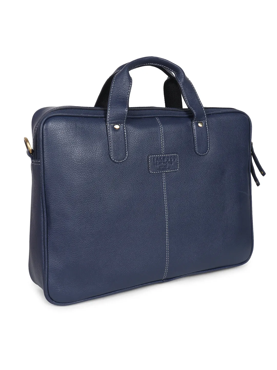 Teakwood Blue Solid Genuine Leather Laptop bag