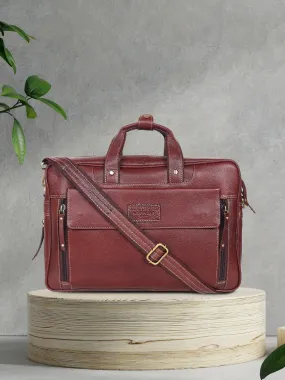 Teakwood Brown Solid Genuine Leather Laptop Bag