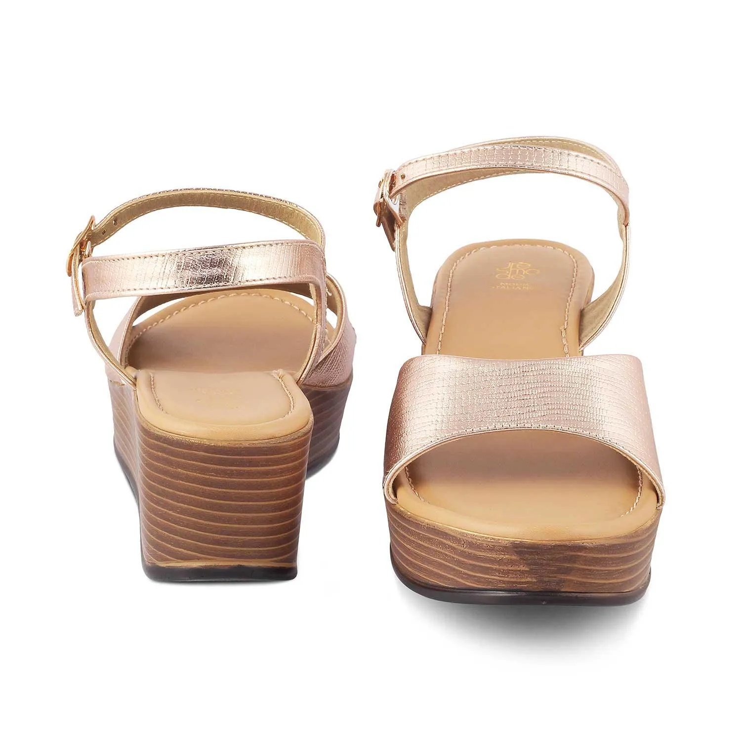 The Cannes Champagne Women's Dress Wedge Sandals Tresmode