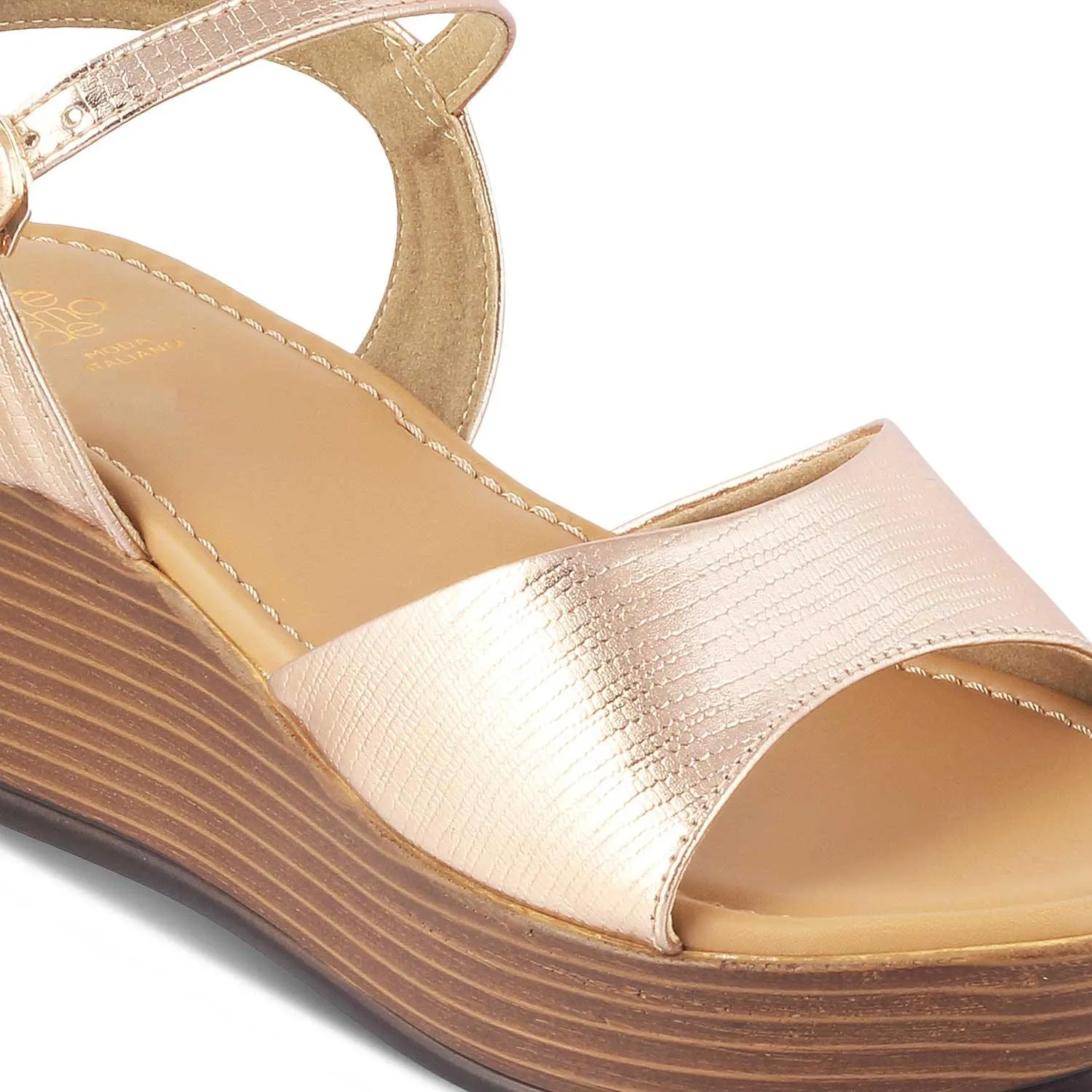 The Cannes Champagne Women's Dress Wedge Sandals Tresmode