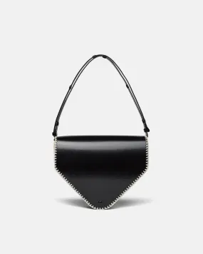 The Triangle Bag Large - Patent Alt-Nappa Shoulder Bag - Black Creme