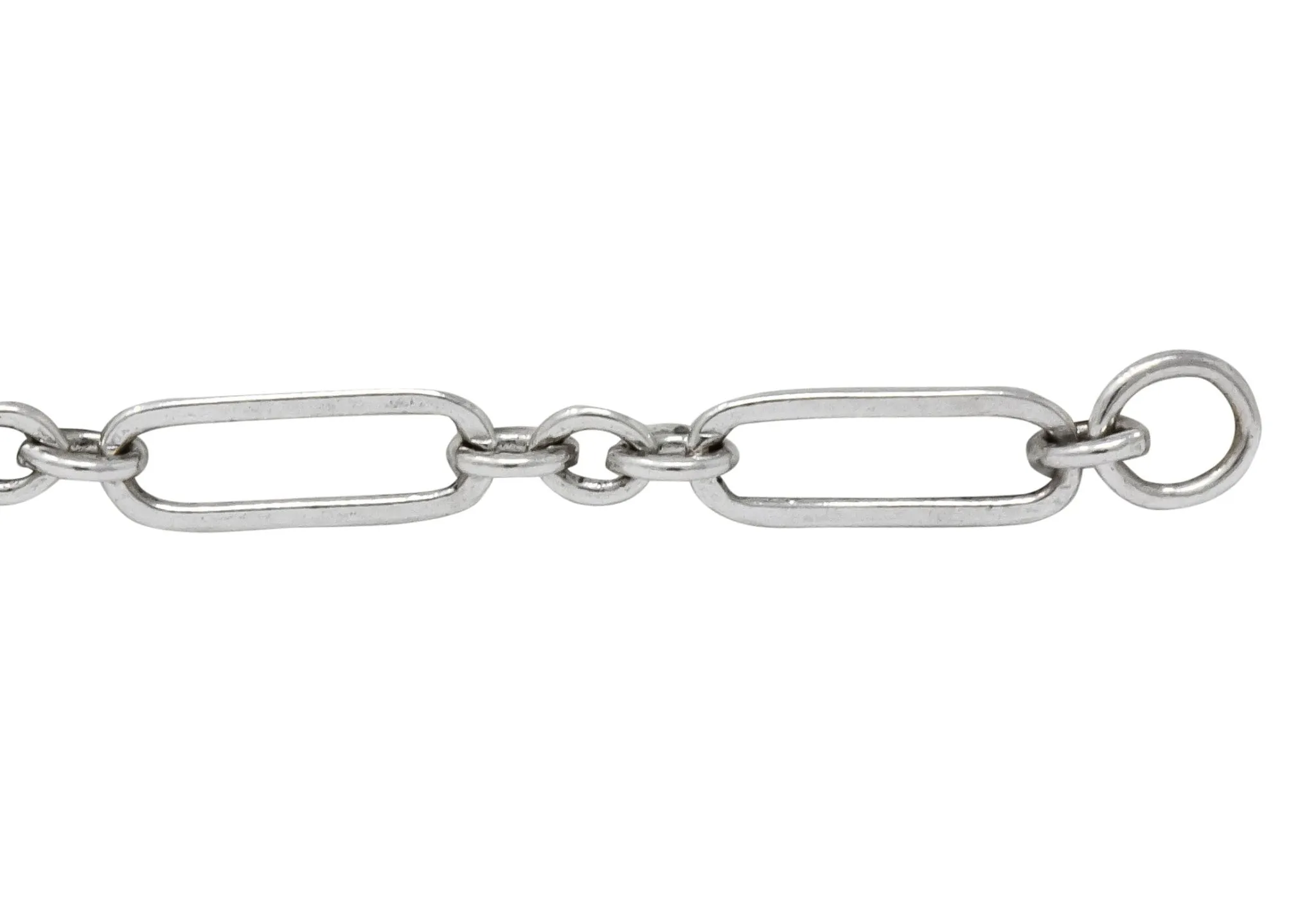 Tiffany & Co. 18 Karat White Gold Link Heart Charm Bracelet