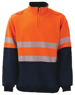 Tuffa Workwear Tuffa WINDCHFR0001 Windcheater - 1/4 Zip Front - Flame Resistant - Modacrylic/Cotton Fleece - Navy/Orange - XS