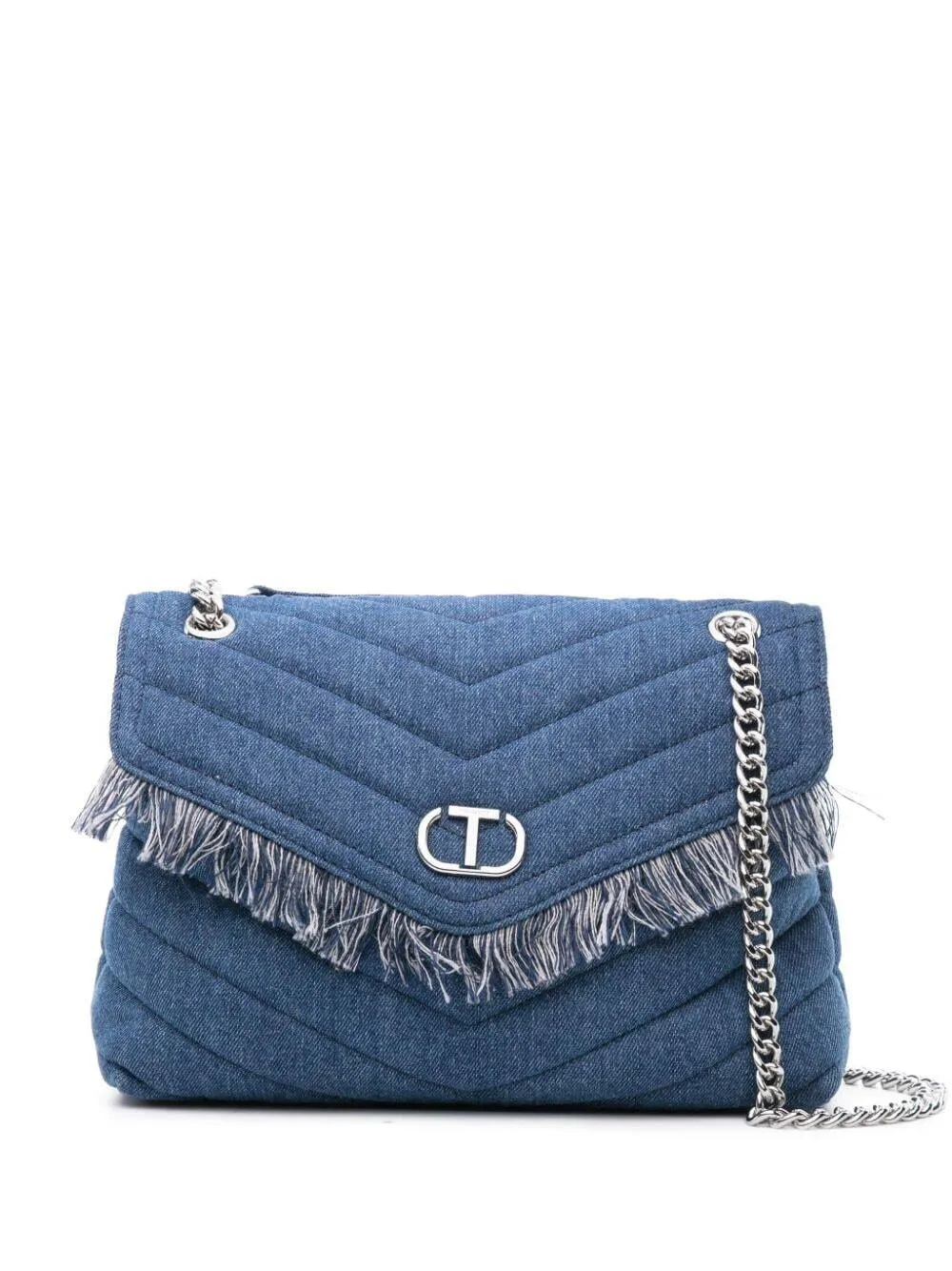 TWINSET Oval-T denim shoulder bag - Blue