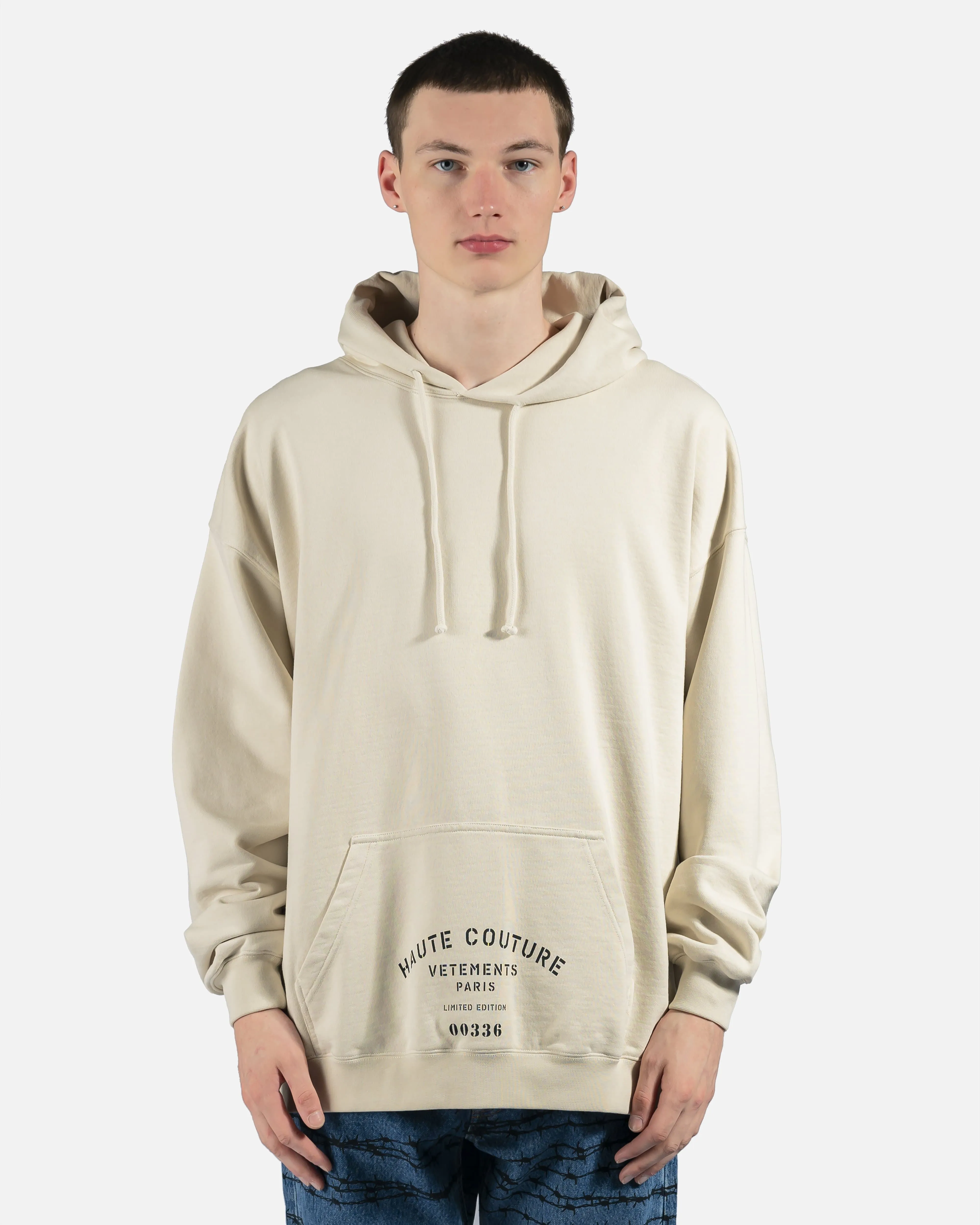 VETEMENTS Maison De Couture Logo Hoodie in Off-White