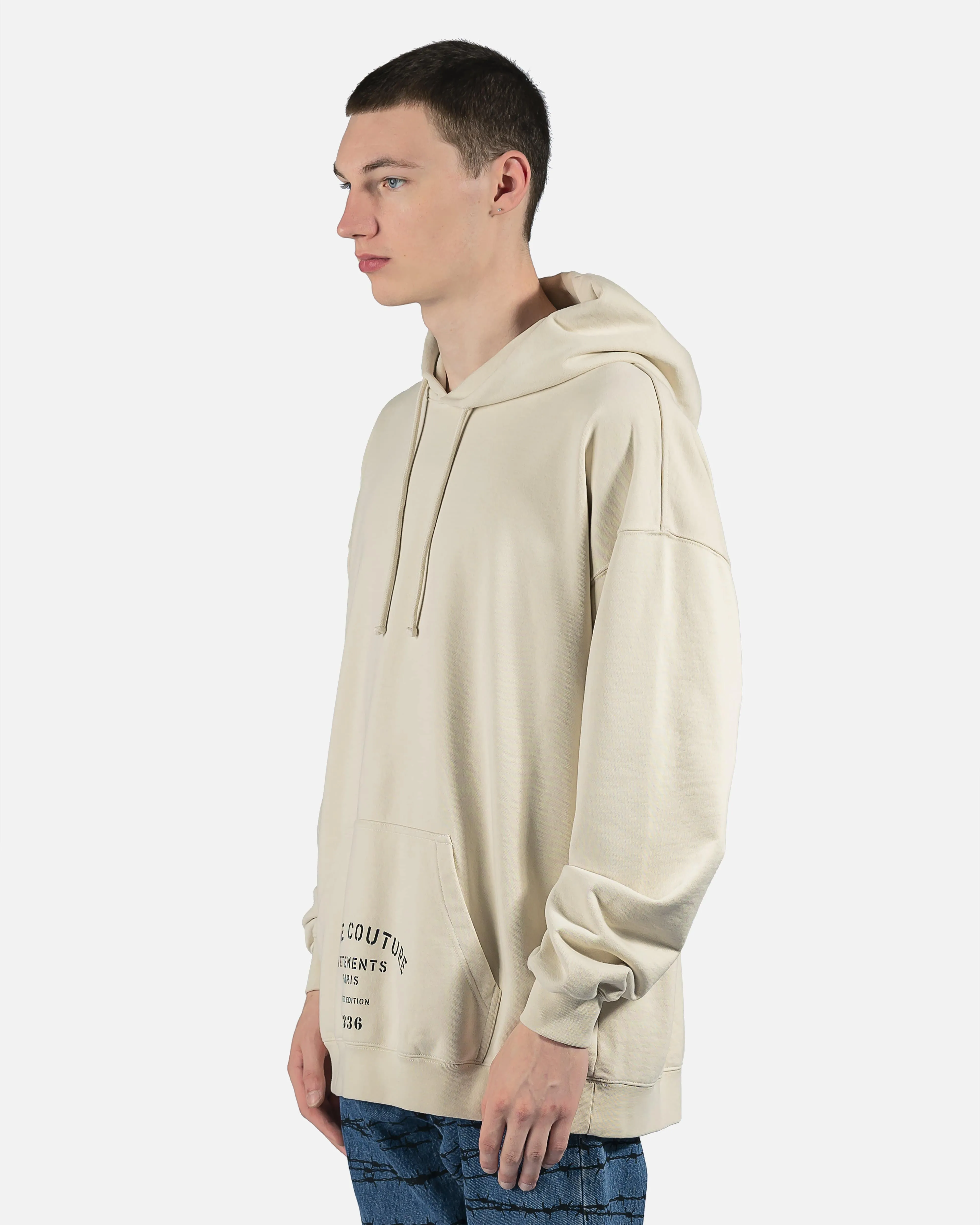 VETEMENTS Maison De Couture Logo Hoodie in Off-White