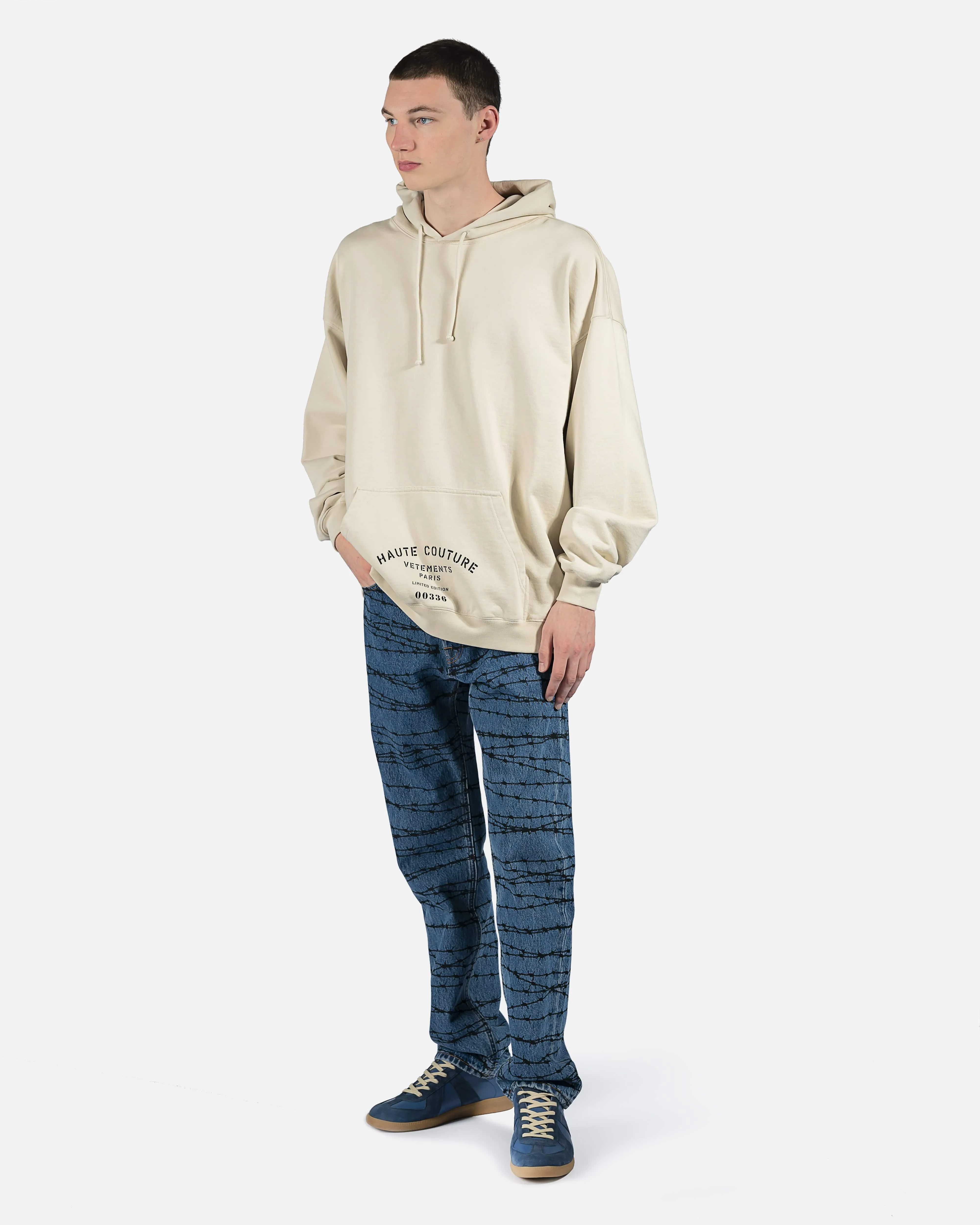 VETEMENTS Maison De Couture Logo Hoodie in Off-White