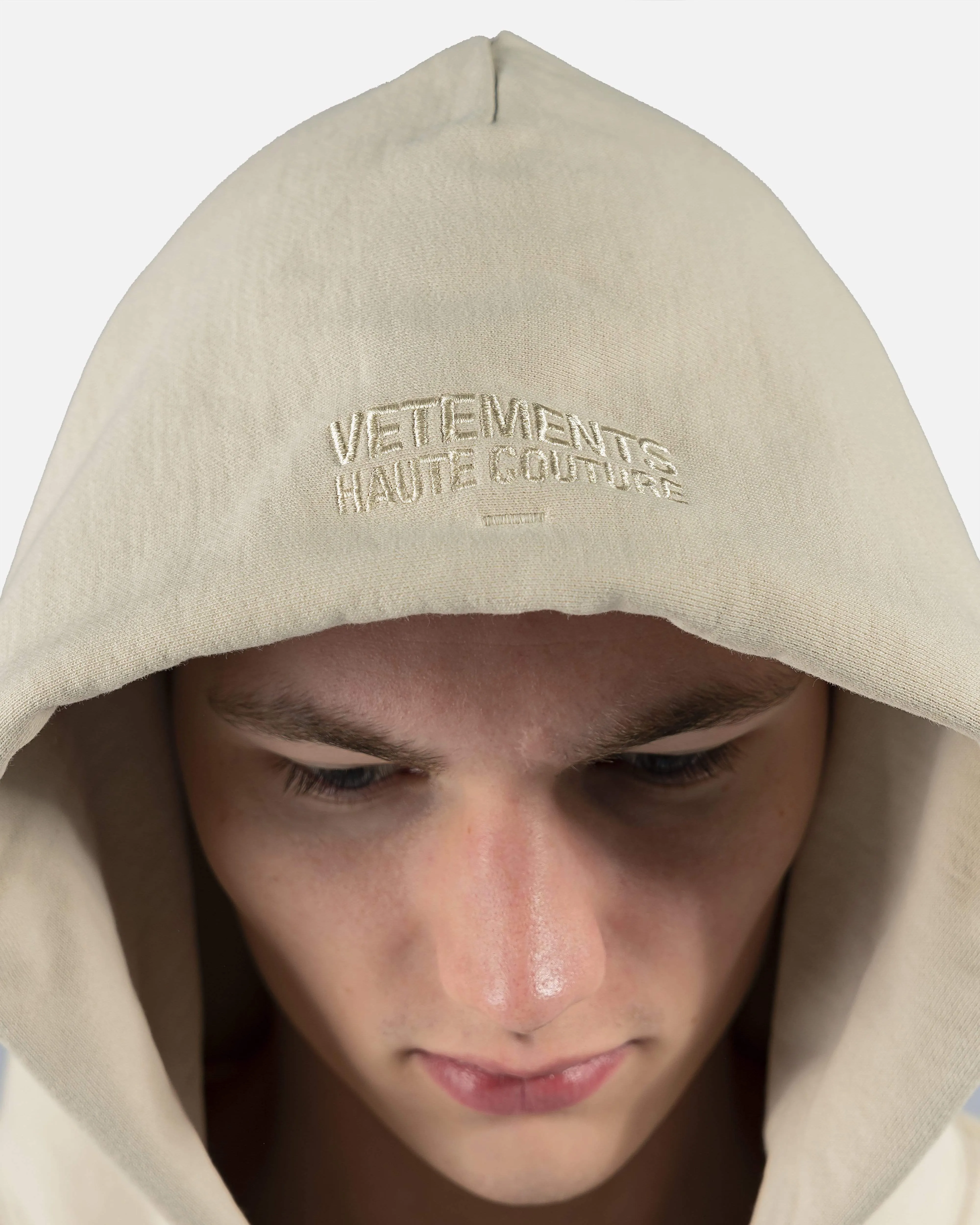 VETEMENTS Maison De Couture Logo Hoodie in Off-White