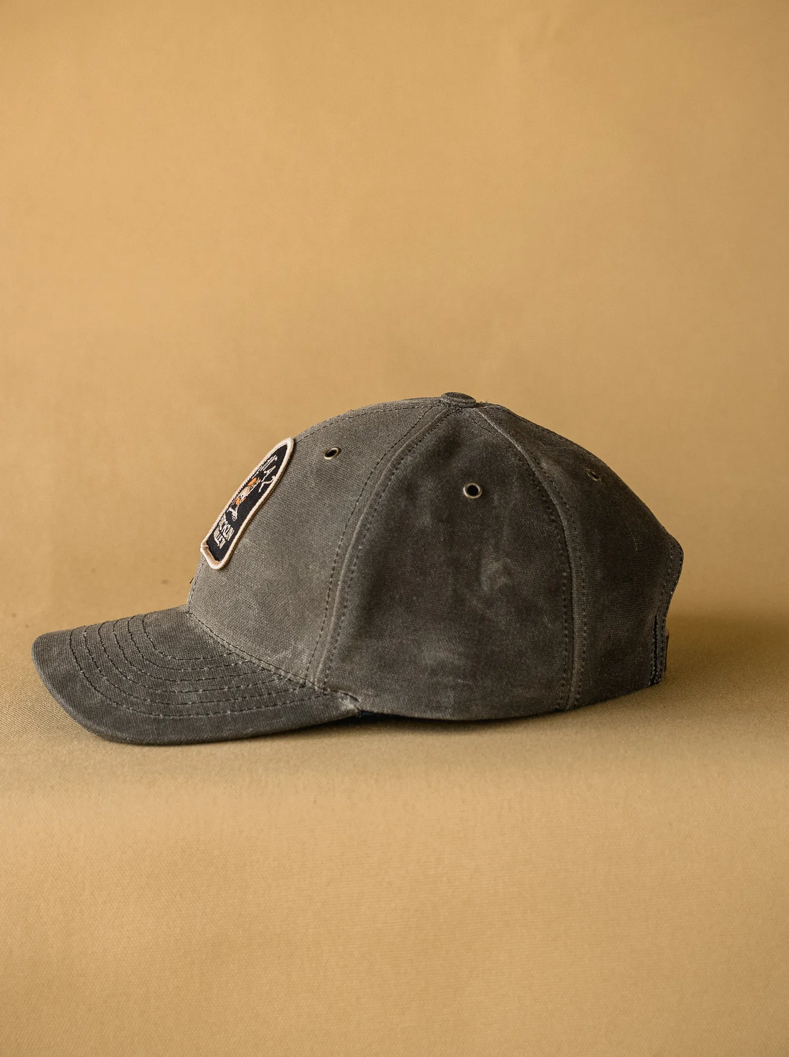 Waxed Canvas Baseball Hat - Moss Wolf Patch