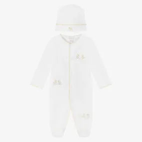 White Pima Cotton Babysuit & Hat Set 