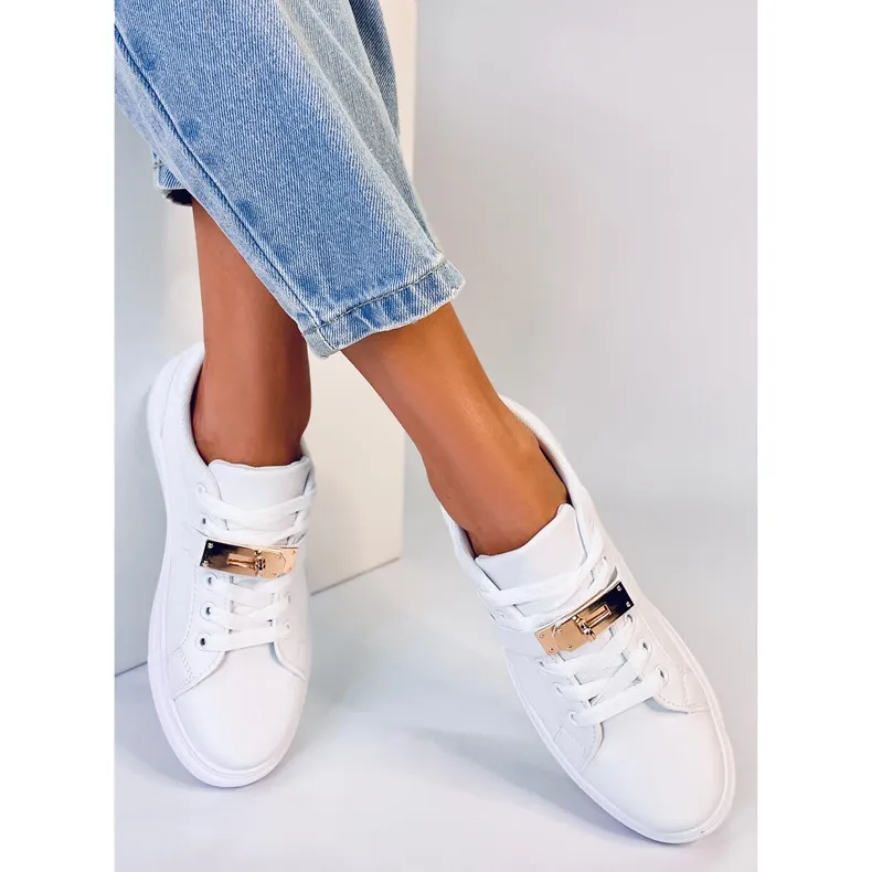 Women's sneakers with a Graff Gold clasp white