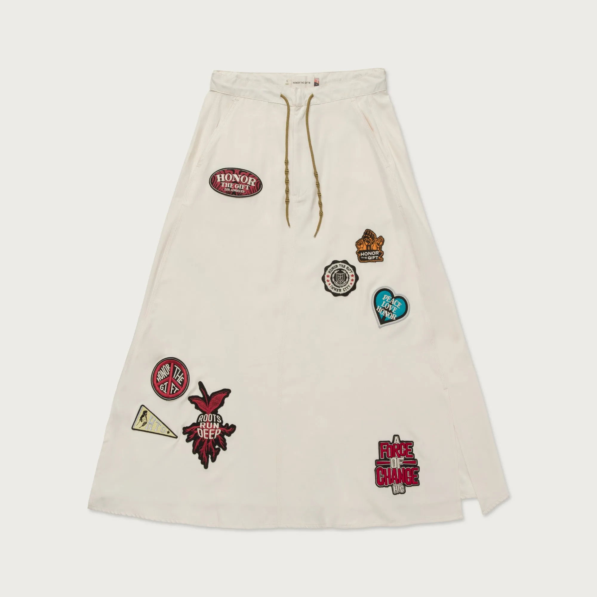 Womens Patchwork Skirt - Bone