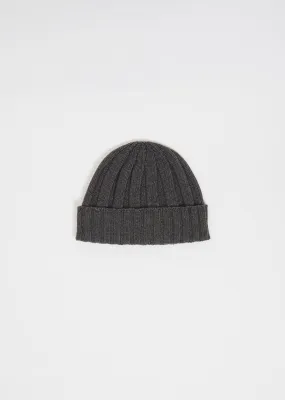 Wool and Cotton Contrast Rib Beanie